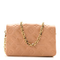 Lambskin Embossed Monogram Pochette Coussin Camel