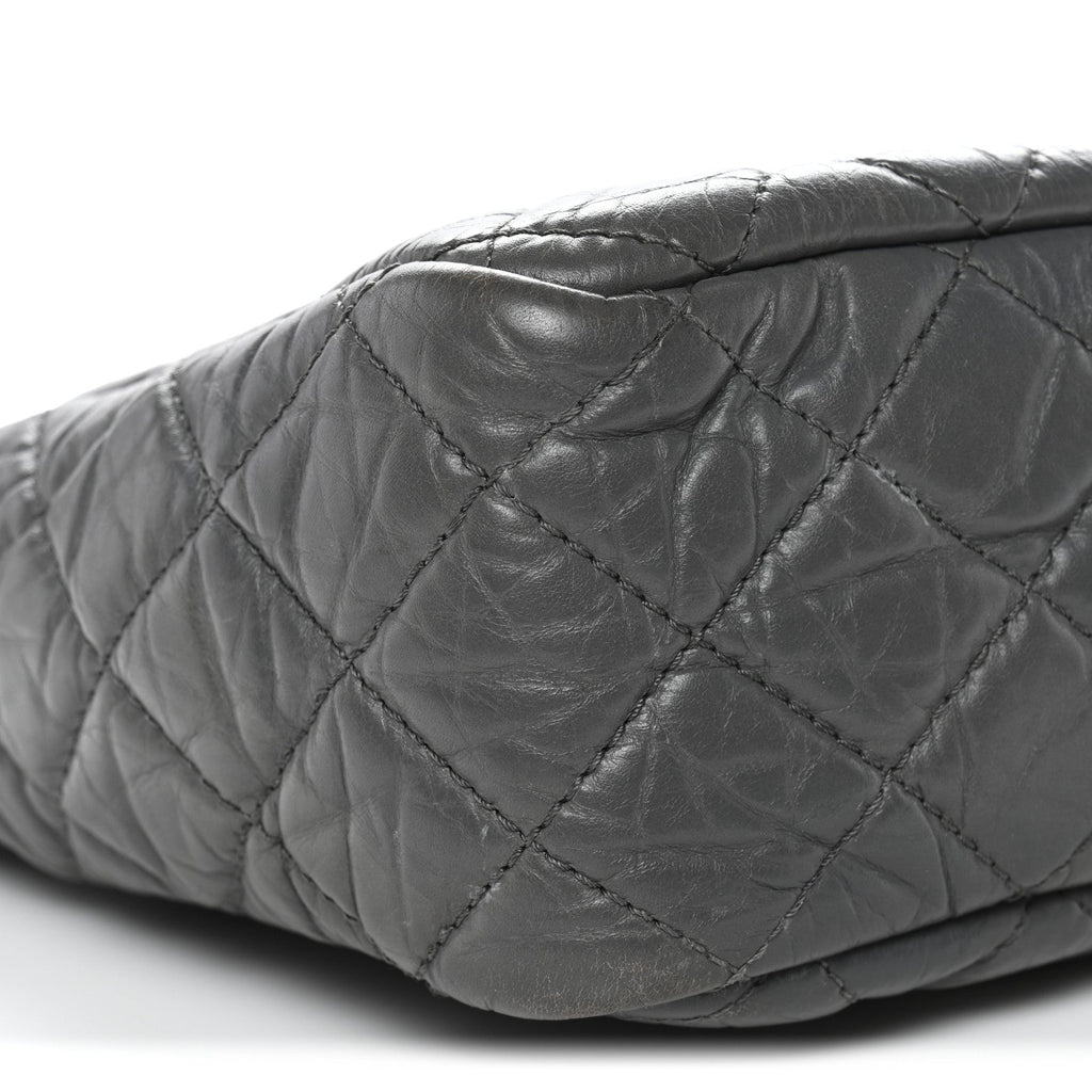 Aged Calfskin Quilted Large Reissue Camera Case Grey