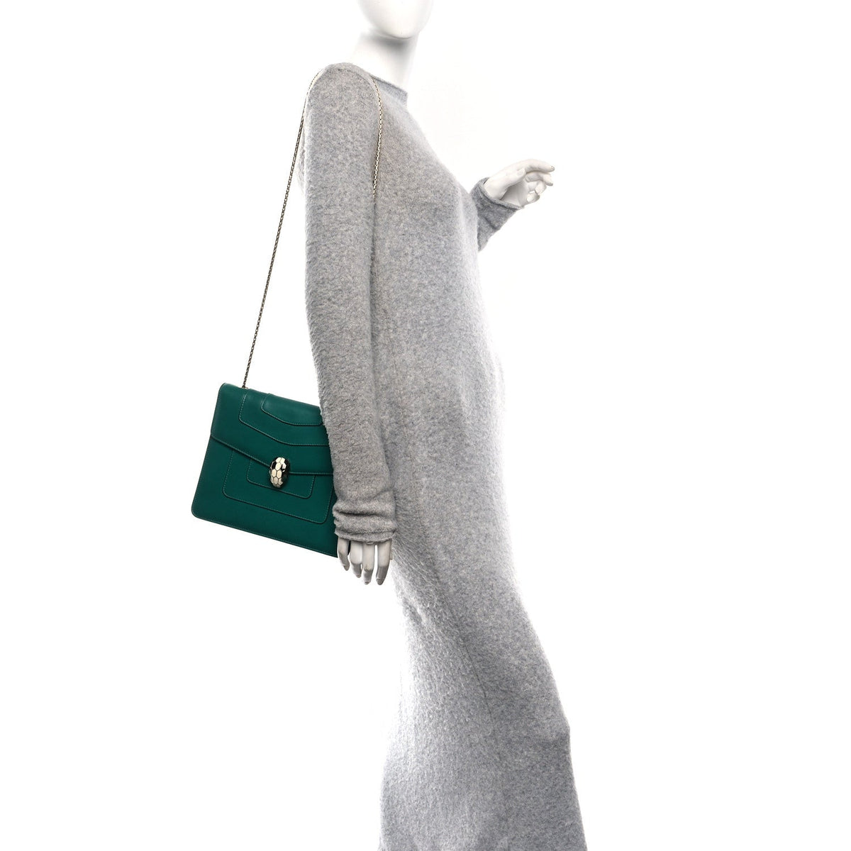 Calfskin Serpenti Forever Snake Strap Crossbody Bag Emerald Green