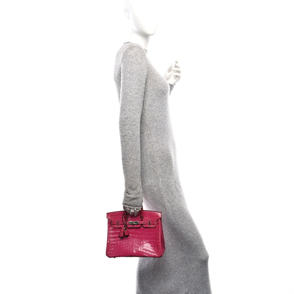 Shiny Niloticus Crocodile Birkin 25 Rose Scheherazade