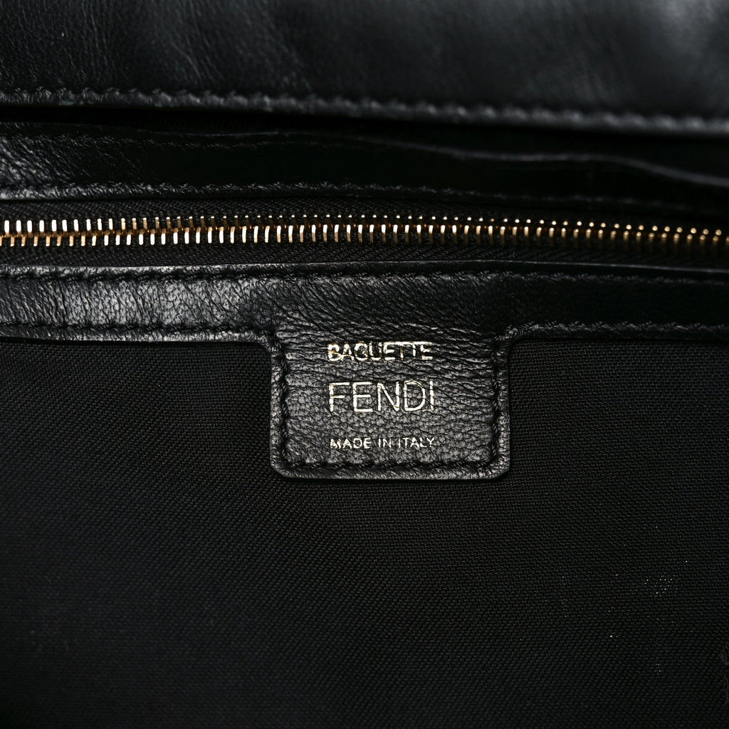 Nappa FF 1974 Embossed Large Baguette Black