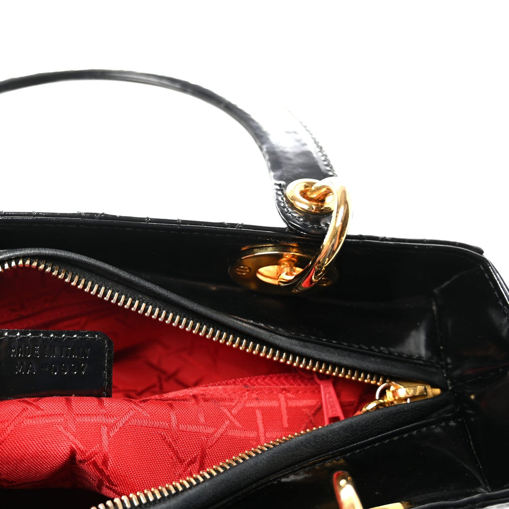 Patent Cannage Medium Lady Dior Black