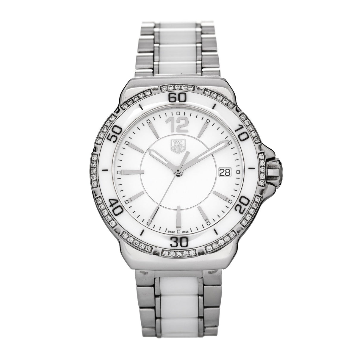 Stainless Steel Ceramic Diamond 34mm Formula 1 Quartz Watch White WAH1213