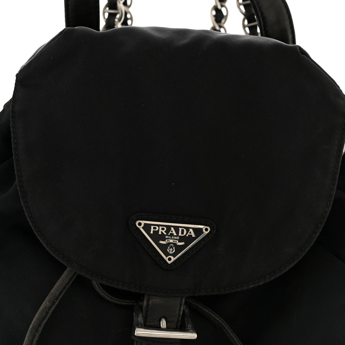 Tessuto Nylon Vela Chain Backpack Black