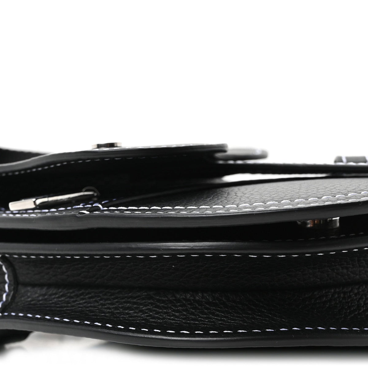 X KAWS Grained Calfskin Saddle Pouch Black