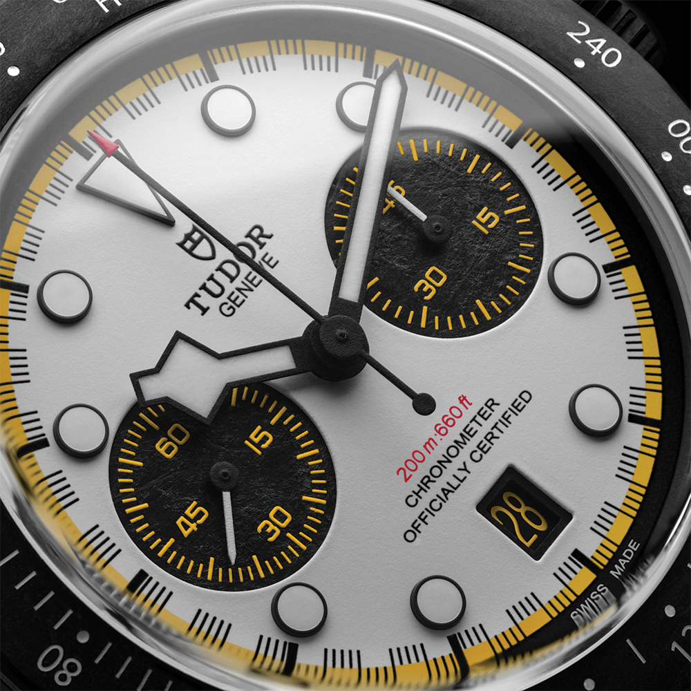 Black Bay Chrono "Carbon 26" 42mm - White on Rubber/Leather Strap