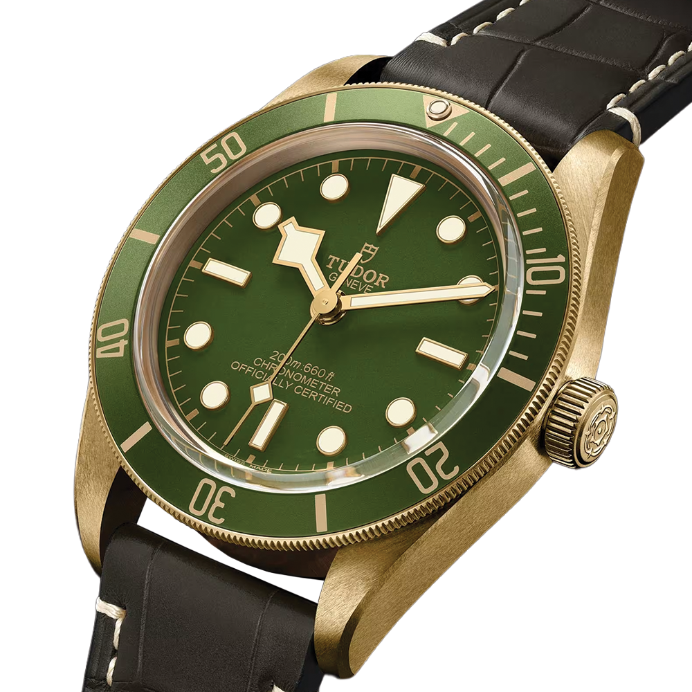 Black Bay 58 18K Yellow-Gold 39mm - Green on Leather Strap w/ Extra Fabric Strap