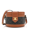 Calfskin Triomphe Canvas Medium Tambour Bag Tan