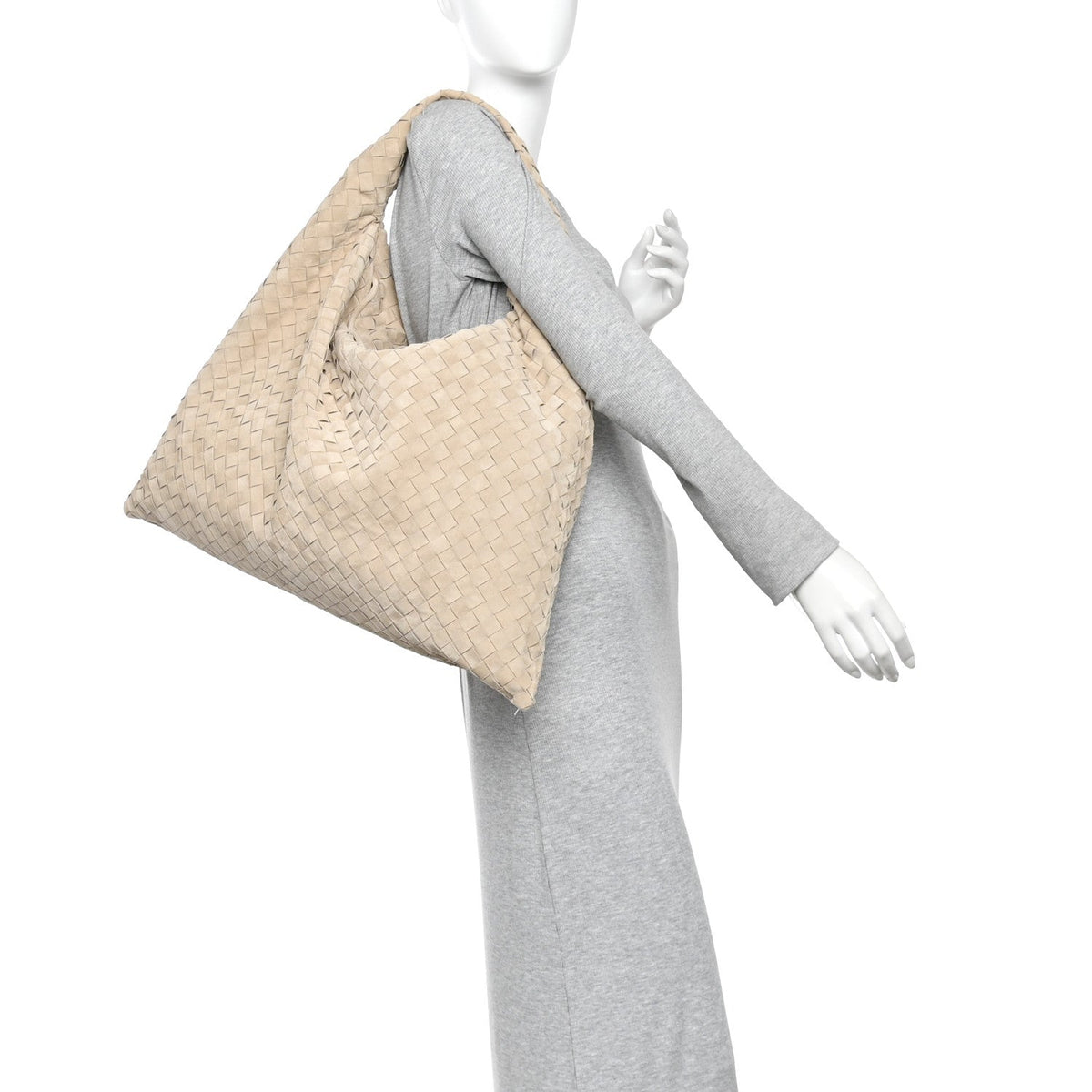 Suede Intrecciato Large Hop Mastice