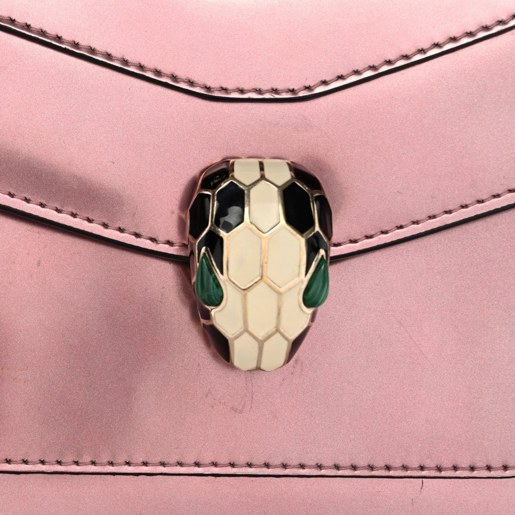 Metallic Calfskin Serpenti Forever Top Handle Rose Quartz