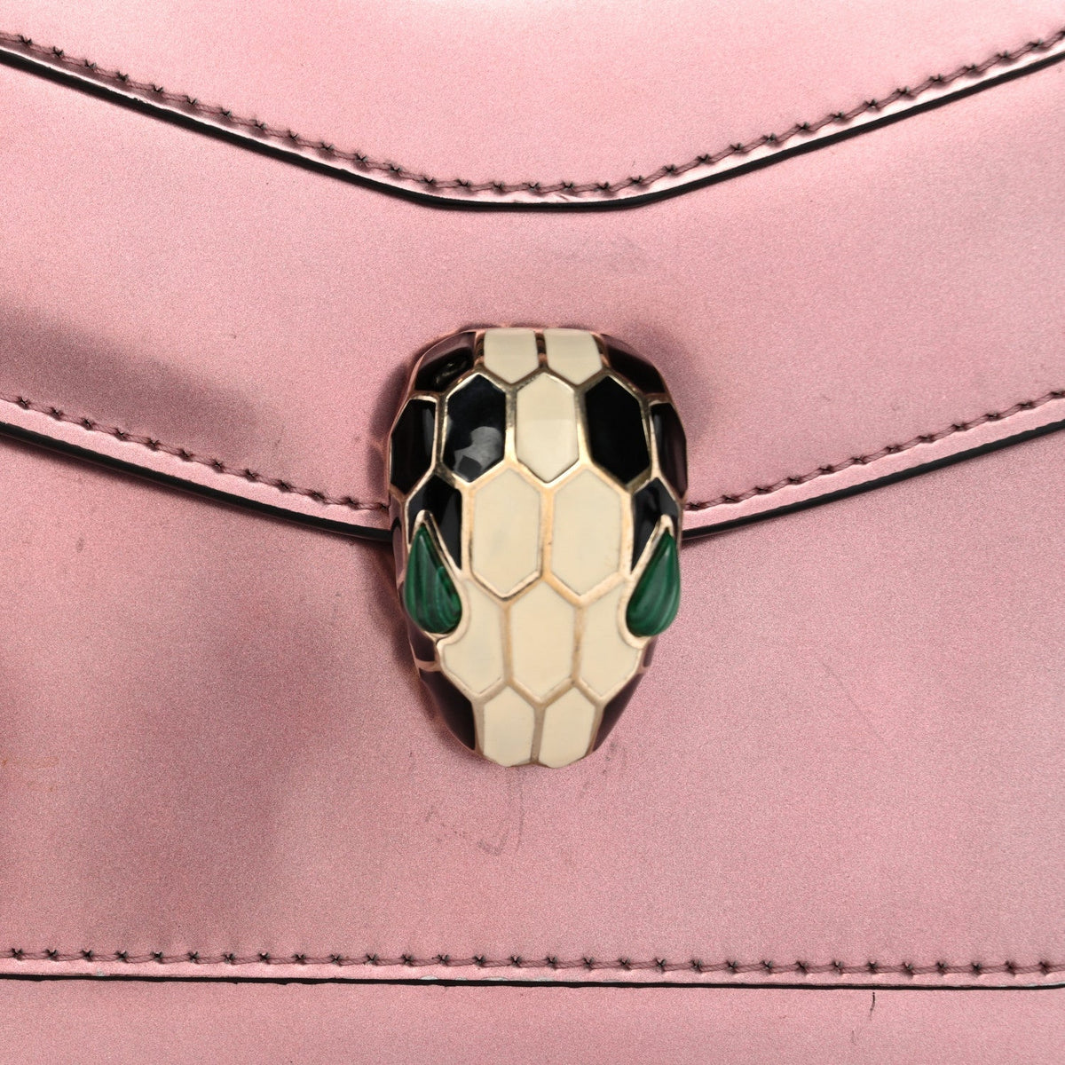 Metallic Calfskin Serpenti Forever Top Handle Rose Quartz