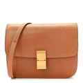 Natural Calfskin Medium Classic Box Flap Bag Tan