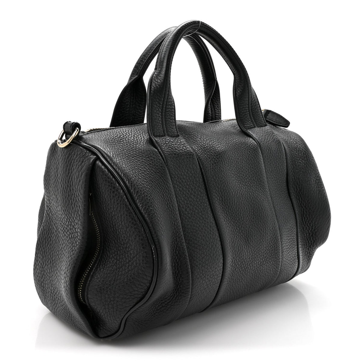 Pebbled Lambskin Rocco Black Pale Gold Hardware