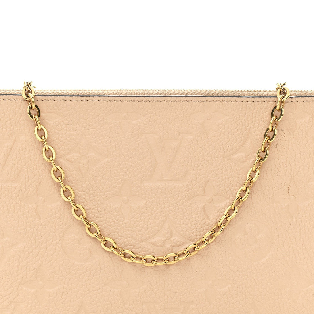 Empreinte Double Zip Pochette Beige Rose Creme
