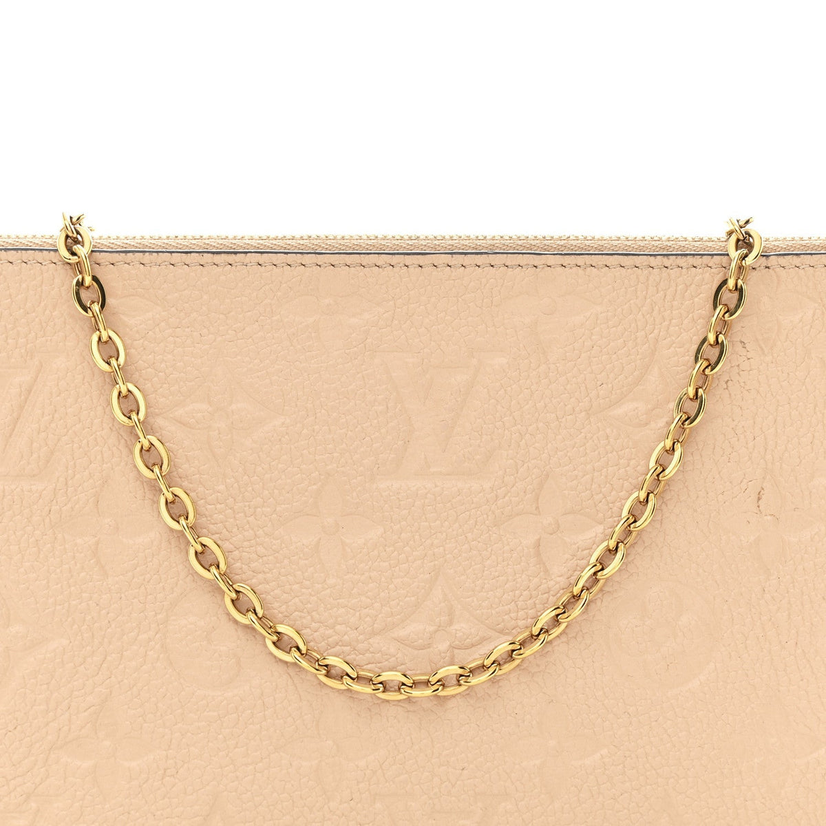Empreinte Double Zip Pochette Beige Rose Creme