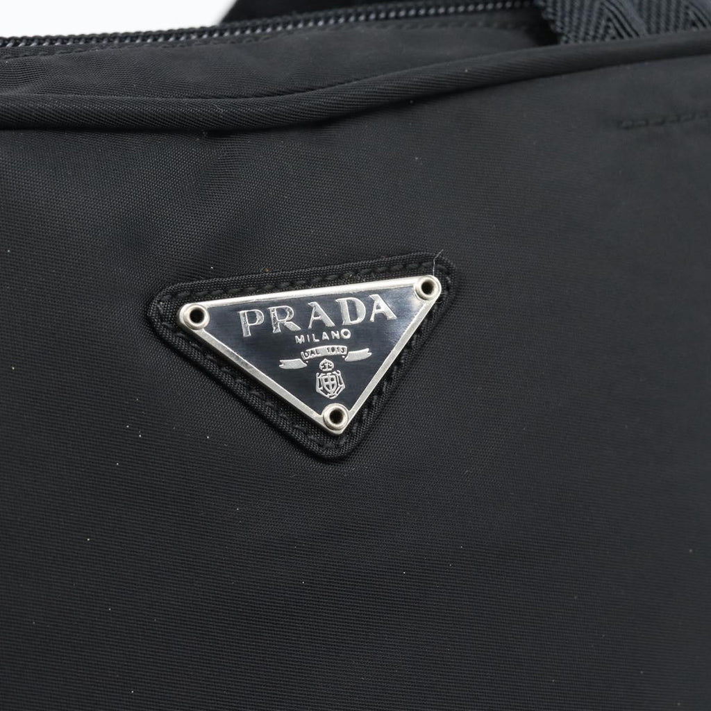 PRADA Hand Bag Nylon Black Silver Auth 174539