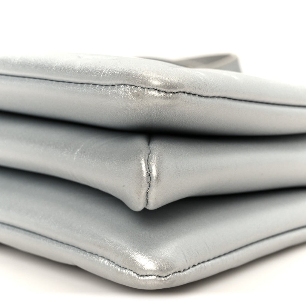 Metallic Lambskin Embossed Monogram Coussin BB Silver