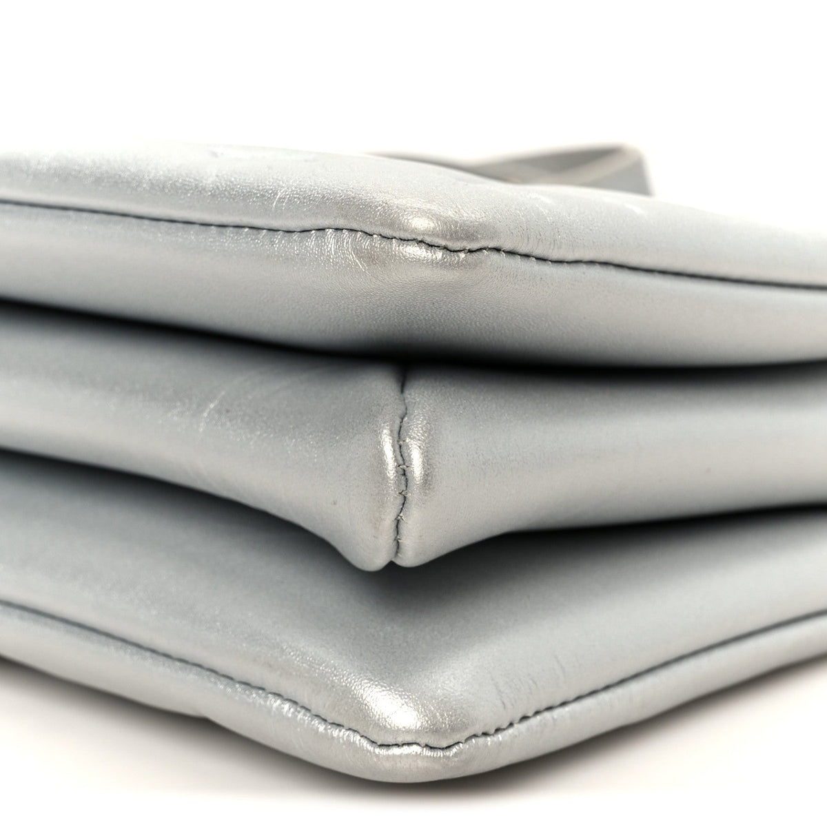 Metallic Lambskin Embossed Monogram Coussin BB Silver