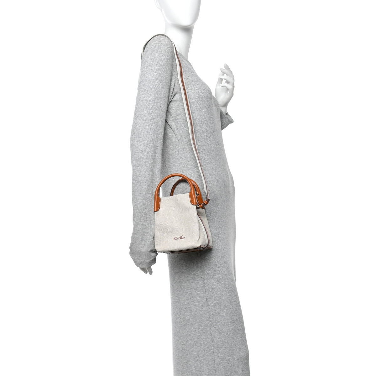 Cotton Linen Calfskin Micro Bale Bag Natural Warm Tan