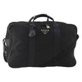 PRADA Boston Bag Nylon 2way Black Silver Auth 194402