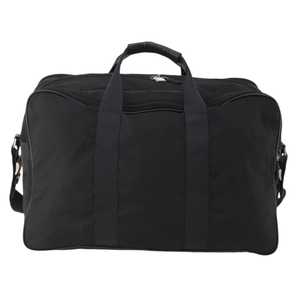 PRADA Boston Bag Nylon 2way Black Silver Auth 194402