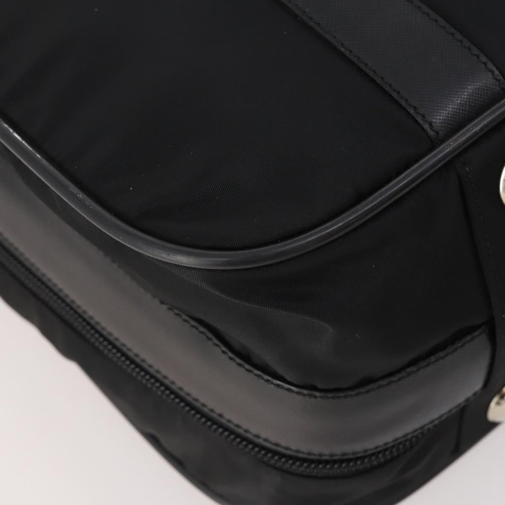 PRADA Boston Bag Nylon 2way Black Silver Auth 194414