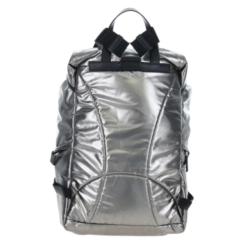 PRADA Backpack Canvas Silver Auth 195333M