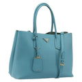 PRADA Tote Bag Saffiano leather 2way Light Blue Gold Auth 195486A