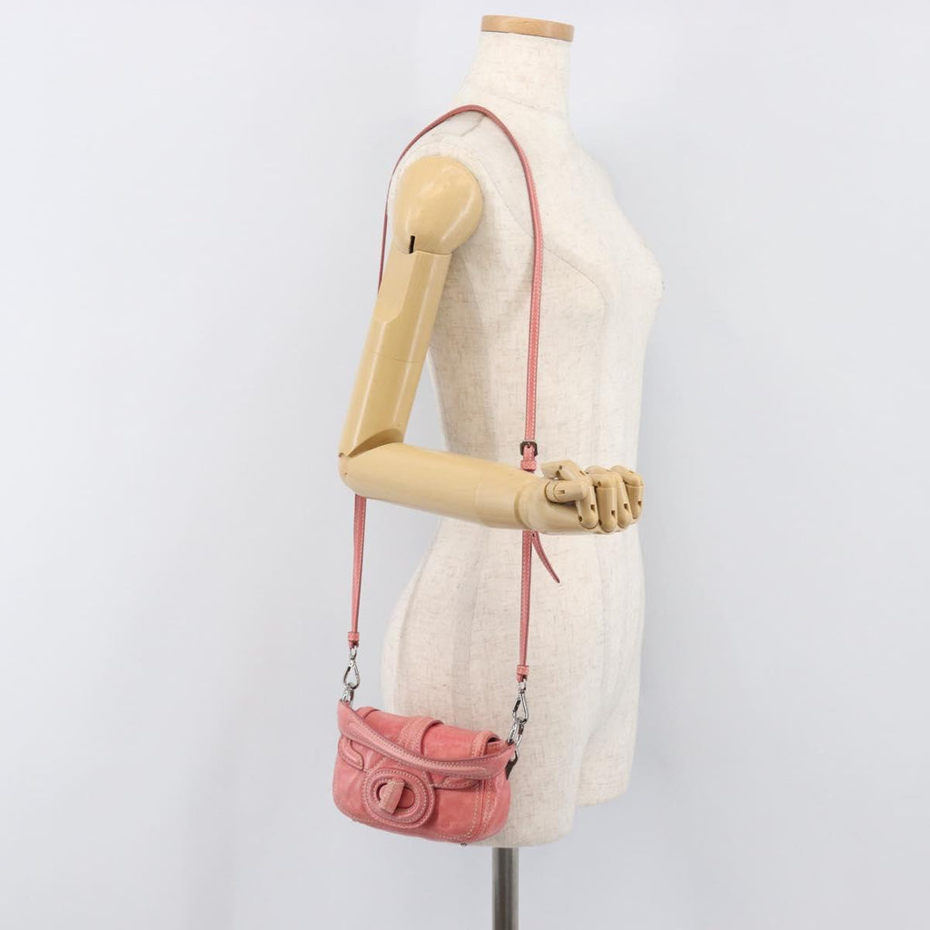 PRADA Hand Bag Leather 2way Pink Silver Auth 197313V