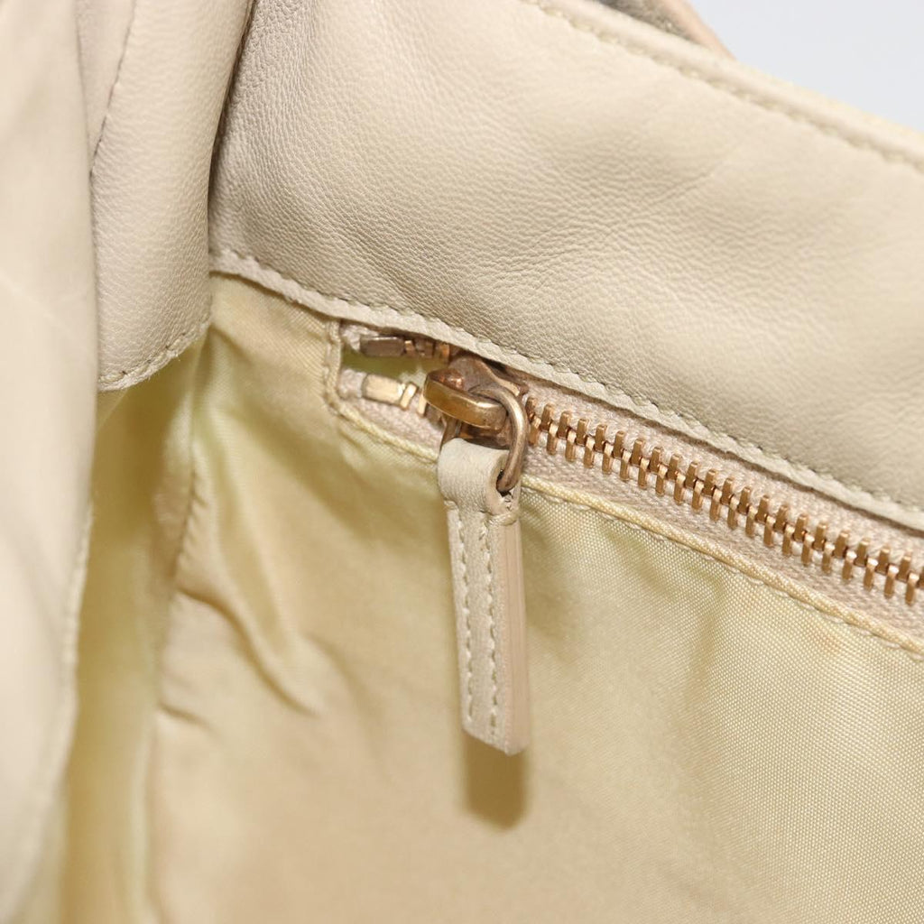 PRADA Shoulder Bag Nylon Ivory Gold Auth 197466A