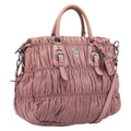 PRADA Hand Bag Leather 2way Pink Silver Auth 197673