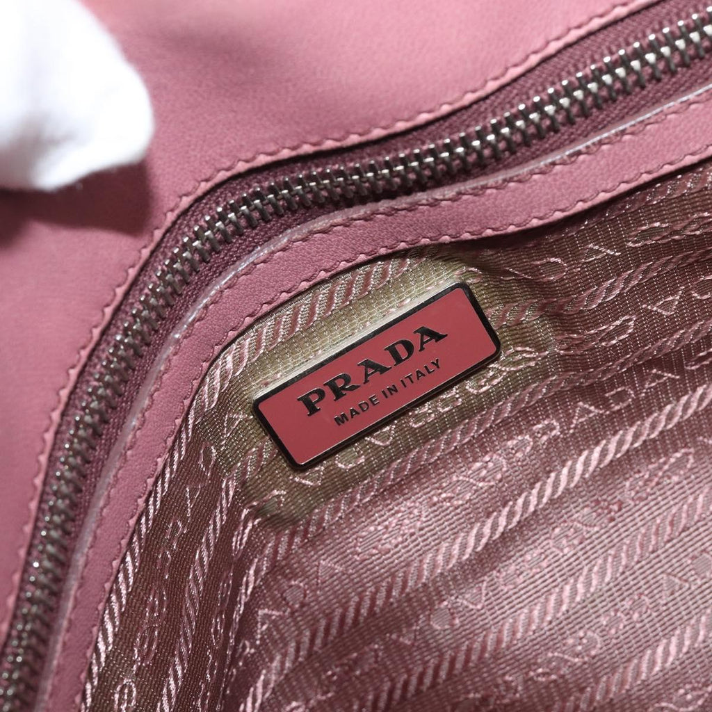 PRADA Hand Bag Leather 2way Pink Silver Auth 197673
