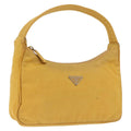 PRADA Hand Pouch Nylon Yellow Silver Auth 197846