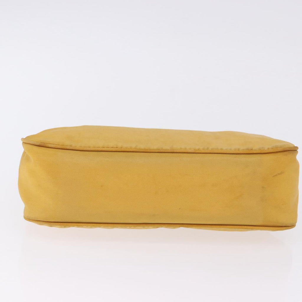 PRADA Hand Pouch Nylon Yellow Silver Auth 197846