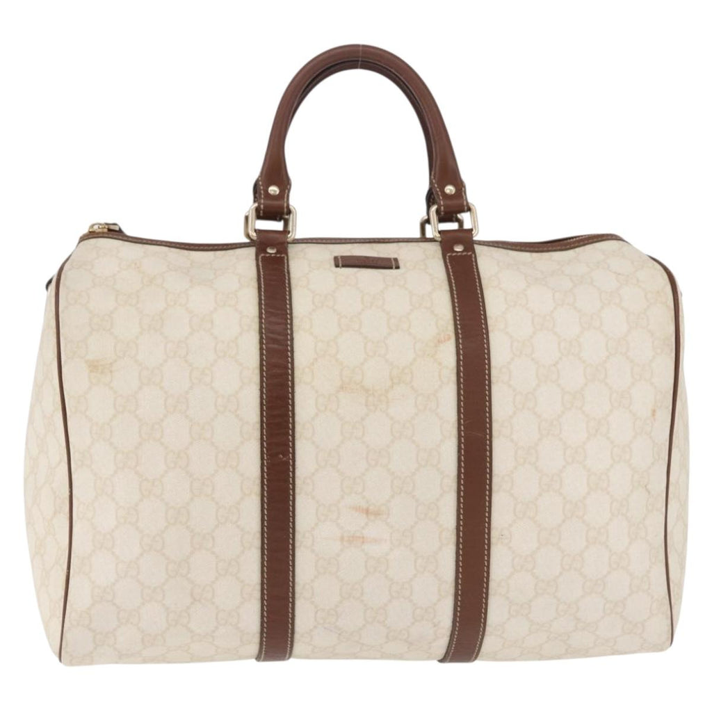 GUCCI GG Supreme Boston Bag PVC White Gold 193602 Auth 197858