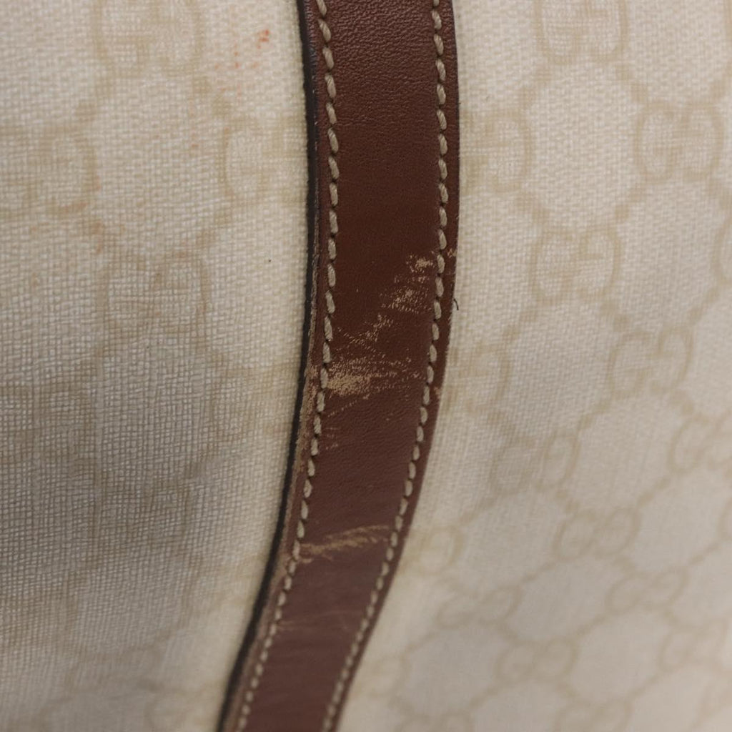 GUCCI GG Supreme Boston Bag PVC White Gold 193602 Auth 197858