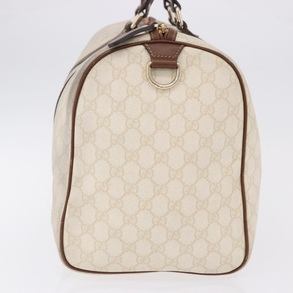 GUCCI GG Supreme Boston Bag PVC White Gold 193602 Auth 197858