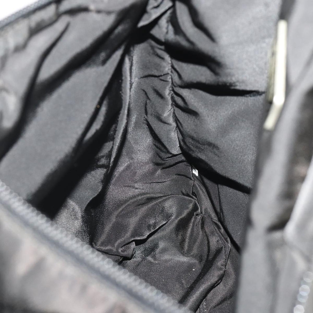PRADA Shoulder Bag Nylon Black Silver Auth 197886