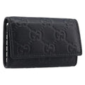 GUCCI GG Canvas Guccissima Key Case Leather Black Gold Tone 138093 Auth 197933V