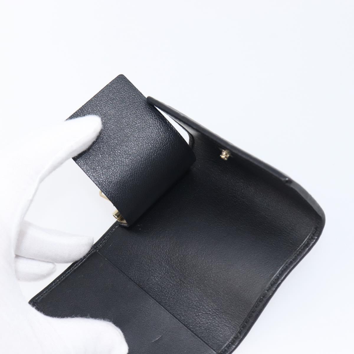 GUCCI GG Canvas Guccissima Key Case Leather Black Gold Tone 138093 Auth 197933V