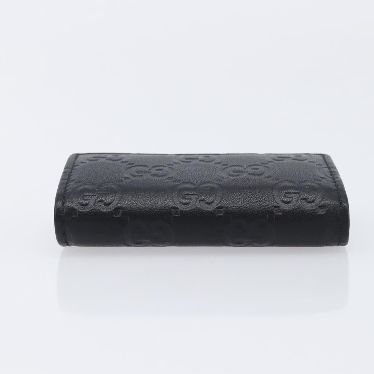 GUCCI GG Canvas Guccissima Key Case Leather Black Gold Tone 138093 Auth 197933V