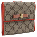 GUCCI GG Supreme Bifold Wallet PVC Beige Gold 406925 Auth 197940V