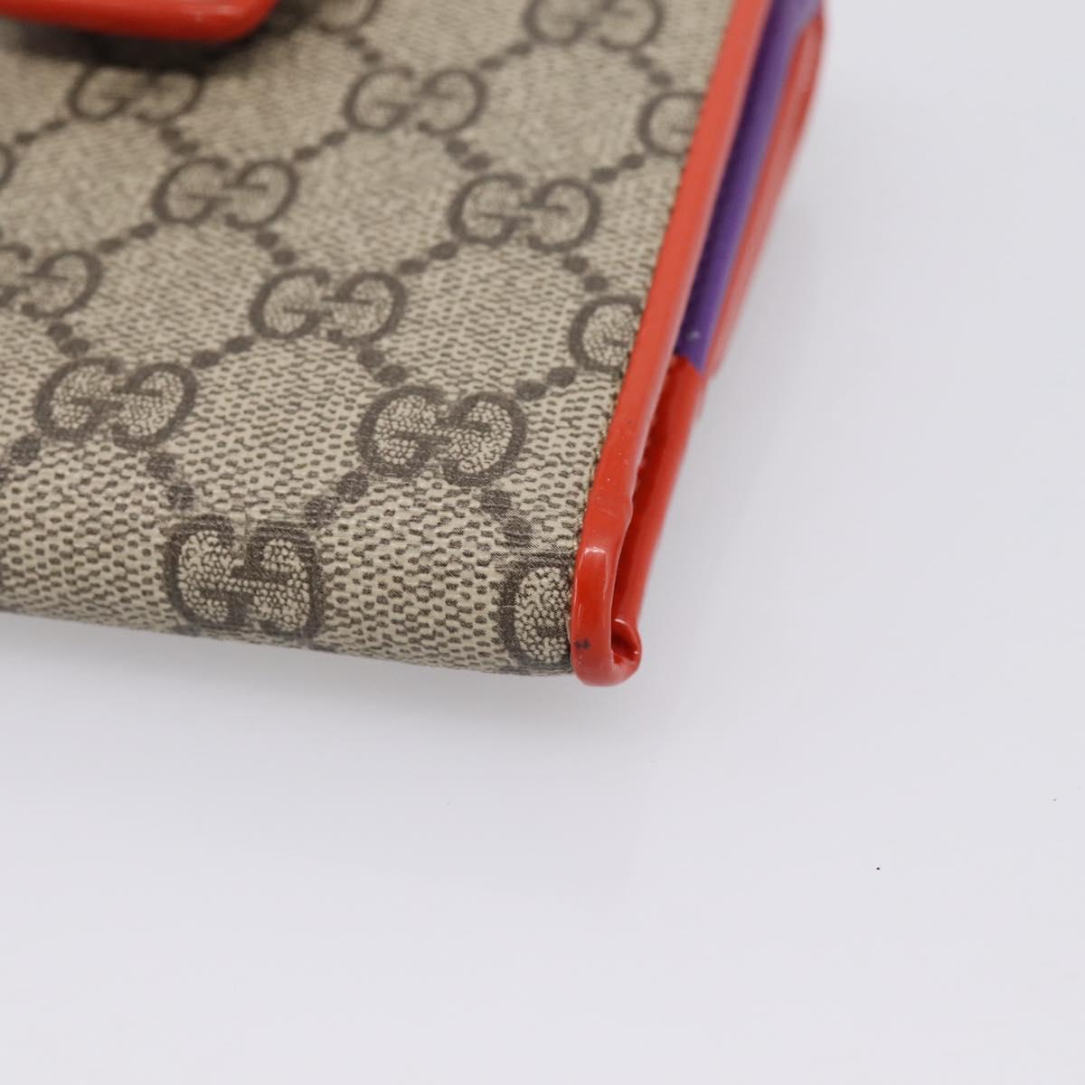 GUCCI GG Supreme Bifold Wallet PVC Beige Gold 406925 Auth 197940V