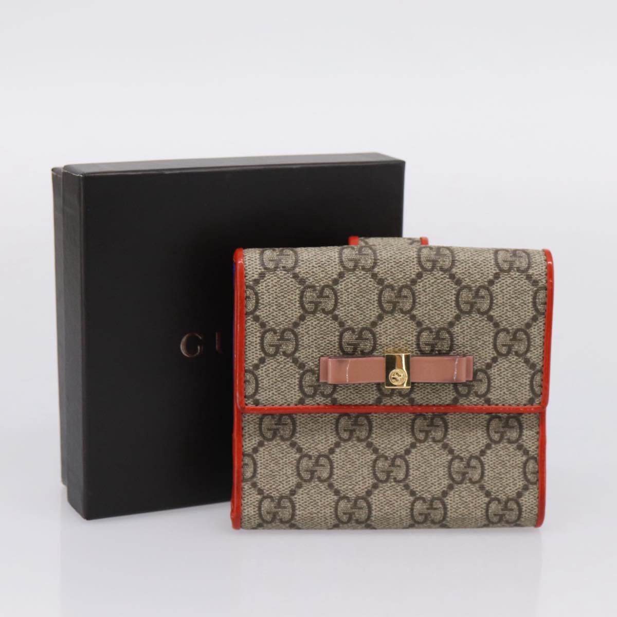 GUCCI GG Supreme Bifold Wallet PVC Beige Gold 406925 Auth 197940V