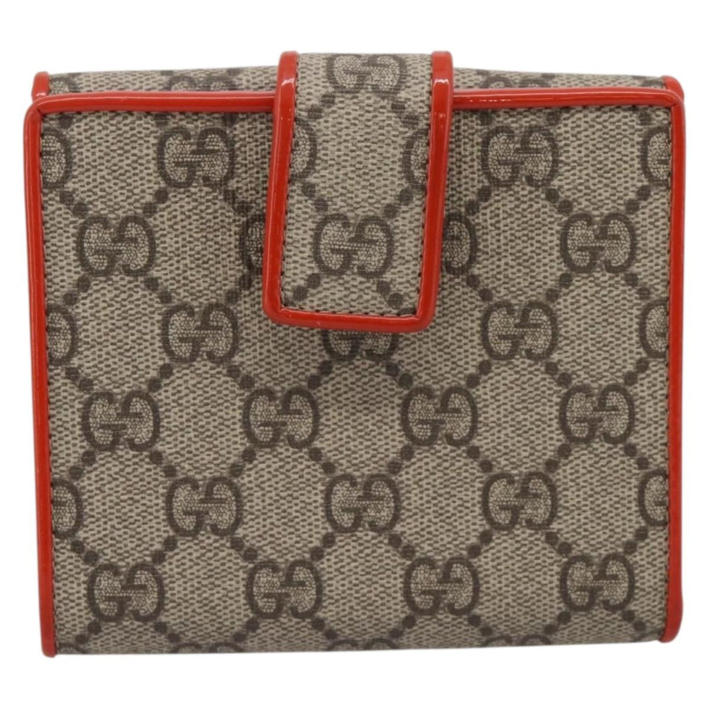GUCCI GG Supreme Bifold Wallet PVC Beige Gold 406925 Auth 197940V