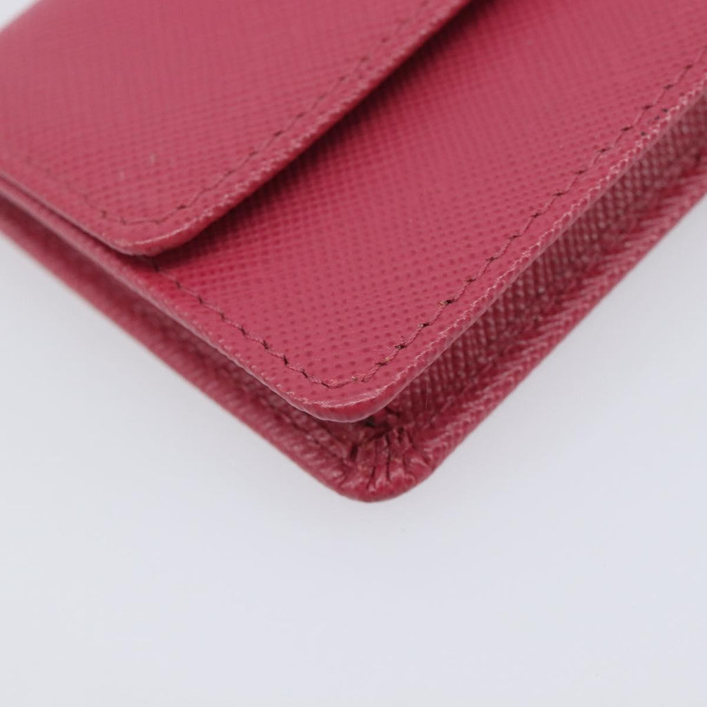 PRADA Card Case Saffiano leather Pink Gold Auth 197943M