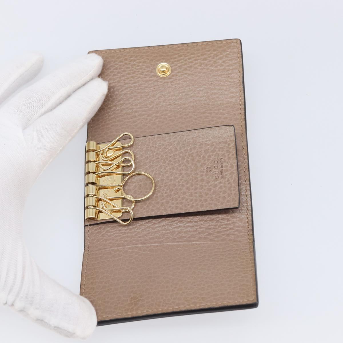 GUCCI GG Marmont Key Case Leather Beige Gold 456118 Auth 197944M