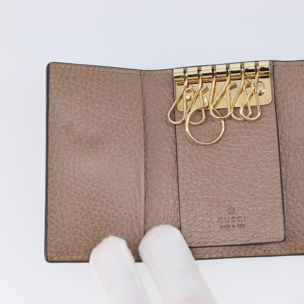 GUCCI GG Marmont Key Case Leather Beige Gold 456118 Auth 197944M