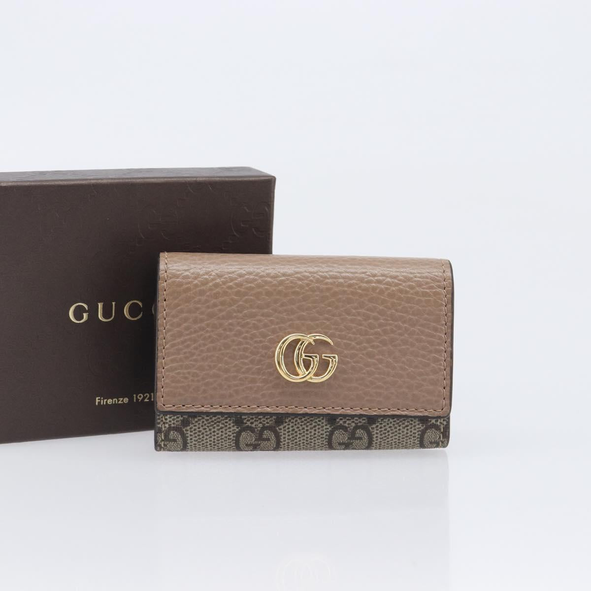 GUCCI GG Marmont Key Case Leather Beige Gold 456118 Auth 197944M