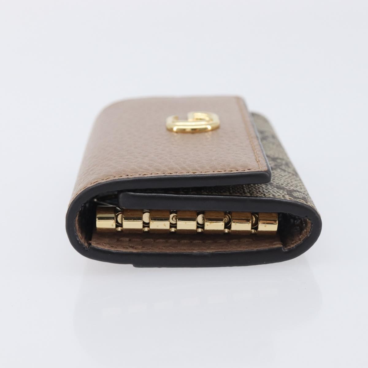 GUCCI GG Marmont Key Case Leather Beige Gold 456118 Auth 197944M